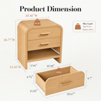 Vintagearth 3-Piece Bedroom Dresser and Nightstand Set, 62.99"W 9-Drawer Dresser & Two 3-Drawer Nightstands, Curved Bedroom Furniture Set, Natural Oak