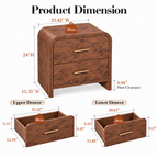 Vintagearth 3-Piece Bedroom Dresser and Nightstand Set, 53.81"W 6-Drawer Dresser & Two 2-Drawer Nightstands, Curved Bedroom Furniture Set, Dark Burl