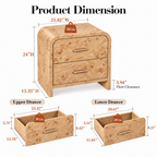 Vintagearth 3-Piece Bedroom Dresser and Nightstand Set, 53.81"W 6-Drawer Dresser & Two 2-Drawer Nightstands, Curved Bedroom Furniture Set, Light Burl