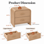 Vintagearth 3-Piece Bedroom Dresser and Nightstand Set, 53.82"W 7-Drawer Dresser & Two 2-Drawer Nightstands, Curved Bedroom Furniture Set, Oak
