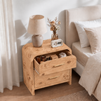 Vintagearth 3-Piece Bedroom Dresser and Nightstand Set, 53.82"W 7-Drawer Dresser & Two 2-Drawer Nightstands, Curved Bedroom Furniture Set, Light Burl