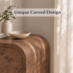 Vintagearth 3-Piece Bedroom Dresser and Nightstand Set, 62.99"W 9-Drawer Dresser & Two 3-Drawer Nightstands, Curved Bedroom Furniture Set, Dark Burl