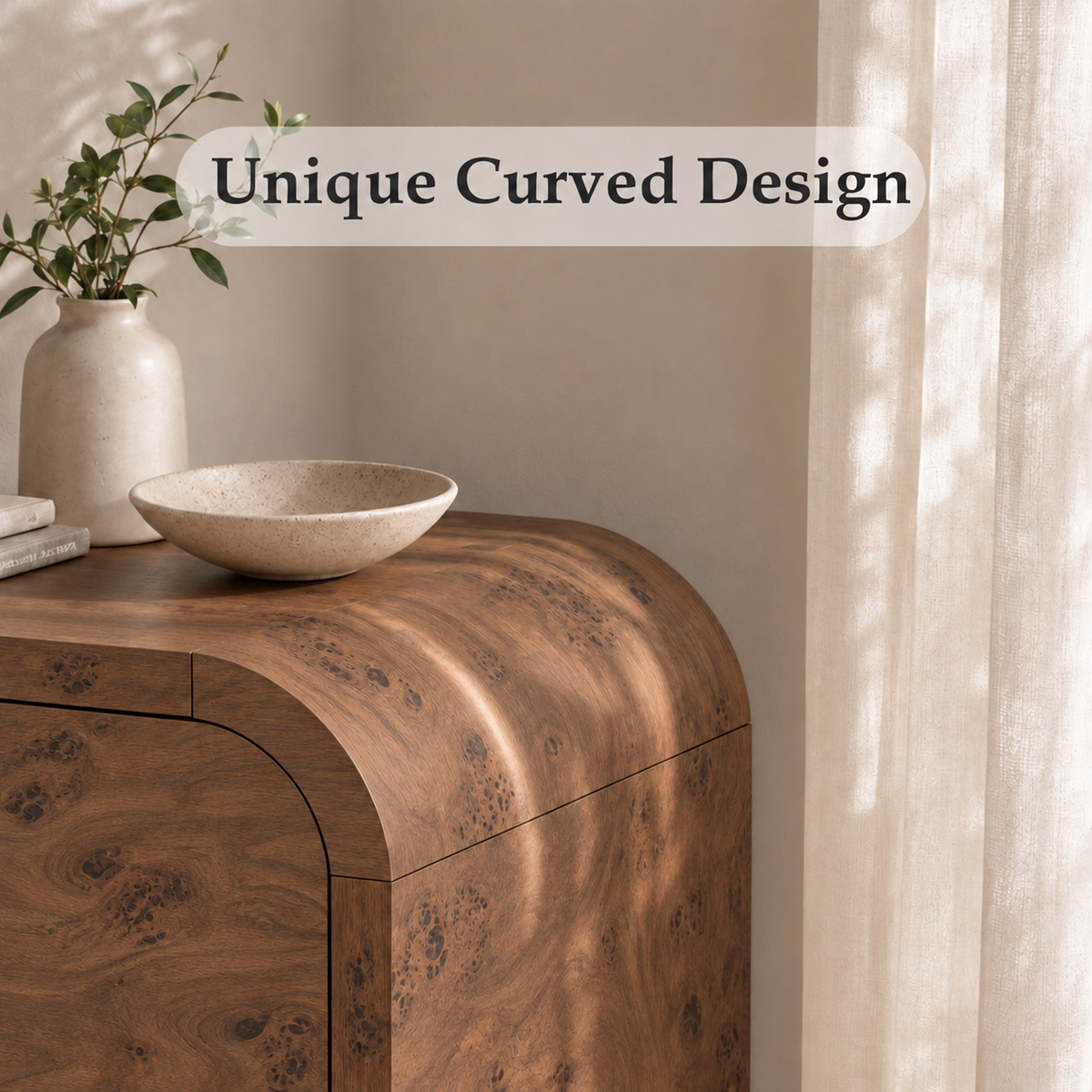 Vintagearth 3-Piece Bedroom Dresser and Nightstand Set, 62.99"W 9-Drawer Dresser & Two 3-Drawer Nightstands, Curved Bedroom Furniture Set, Dark Burl