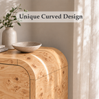 Vintagearth 3-Piece Bedroom Dresser and Nightstand Set, 62.99"W 9-Drawer Dresser & Two 2-Drawer Nightstands, Curved Bedroom Furniture Set, Light Burl