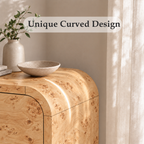 Vintagearth 3-Piece Bedroom Dresser and Nightstand Set, 53.81"W 6-Drawer Dresser & Two 2-Drawer Nightstands, Curved Bedroom Furniture Set, Light Burl