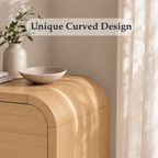 Vintagearth 3-Piece Bedroom Dresser and Nightstand Set, 62.99"W 9-Drawer Dresser & Two 3-Drawer Nightstands, Curved Bedroom Furniture Set, Natural Oak