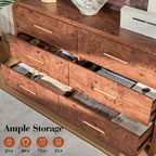 Vintagearth 6 Drawer Dresser for Bedroom, 54" Wide Storage Cabinet with Thick FSC-Certified Wood, Curved Edge Design, Large Capacity, Dark Burl