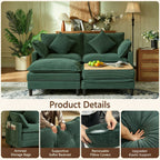 Vintagearth 73.5'' Sectional Modular Sofa Cloud Couch with 2 Ottomans & 4 Pillows Tool-free Easy Assembly for Living Room Apartment, Green