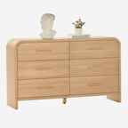 Vintagearth 6 Drawer Dresser for Bedroom, Curved 1.18" Thick FSC Certified Wood, Oak