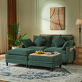 Vintagearth 73.5'' Sectional Modular Sofa Cloud Couch with 2 Ottomans & 4 Pillows Tool-free Easy Assembly for Living Room Apartment, Green