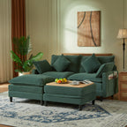 Vintagearth 73.5'' Sectional Modular Sofa Cloud Couch with 2 Ottomans & 4 Pillows Tool-free Easy Assembly for Living Room Apartment, Green