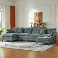 Vintagearth 141'' Sectional Modular Sofa U Shaped Cloud Couch with 2 Ottomans & 4 Pillows Tool-free Easy Assembly for Living Room Apartment, Gray