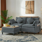Vintagearth 73.5'' Sectional Modular Sofa Cloud Couch with 1 Ottomans & 4 Pillows Tool-free Easy Assembly for Living Room Apartment, Gray