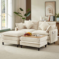 Vintagearth 73.5'' Sectional Modular Sofa Cloud Couch with 2 Ottomans & 4 Pillows Tool-free Easy Assembly for Living Room Apartment, Beige