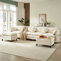 Vintagearth 141'' Modular Sectional Cloud Couch U Shaped with 2 Movable Ottomans & 4 Pillows Tool-free Easy Assembly for Living Room Apartment, Beige