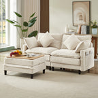 Vintagearth 73.5'' Sectional Modular Sofa Cloud Couch with 1 Ottomans & 4 Pillows Tool-free Easy Assembly for Living Room Apartment, Beige