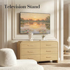 Vintagearth 6 Drawer Dresser for Bedroom, 54" Wide Storage Cabinet with Thick FSC-Certified Wood, Curved Edge Design, Large Capacity, Golden Oak