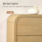 Vintagearth 9 Drawers Dresser for Bedroom, Curved FSC-certified Wood 1.18" Thick Board Dressers & Chests of Drawers for Living Room, Hallway, Entryway, Golden Oak