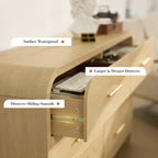 Vintagearth 6 Drawer Dresser for Bedroom, 54" Wide Storage Cabinet with Thick FSC-Certified Wood, Curved Edge Design, Large Capacity, Golden Oak