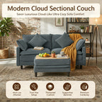 Vintagearth 73.5'' Sectional Modular Sofa Cloud Couch with 1 Ottomans & 4 Pillows Tool-free Easy Assembly for Living Room Apartment, Gray