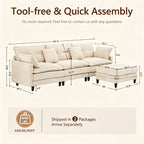 Vintagearth 108'' Sectional Modular Sofa L Shaped Cloud Couch with 1 Ottomans & 4 Pillows Tool-free Easy Assembly for Living Room Apartment, Beige