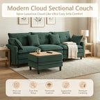 Vintagearth 108'' Sectional Modular Sofa L Shaped Cloud Couch with 1 Ottomans & 4 Pillows Tool-free Easy Assembly for Living Room Apartment, Green