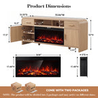 Vintagearth 70.86" Fireplace TV Stand for TVs up to 80", 36" Electric Fireplace Entertainment Center with Storage, Oak