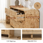 Vintagearth 9 Drawers Dresser for Bedroom, Curved FSC-certified Wood 1.18" Thick Board Dressers & Chests of Drawers for Living Room, Hallway, Entryway, Light Burl