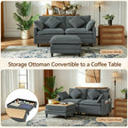 Vintagearth 73.5'' Sectional Modular Sofa Cloud Couch with 1 Ottomans & 4 Pillows Tool-free Easy Assembly for Living Room Apartment, Gray