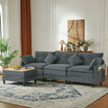 Vintagearth 108'' Sectional Modular Sofa L Shaped Cloud Couch with 1 Ottomans & 4 Pillows Tool-free Easy Assembly for Living Room Apartment, Gray