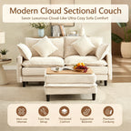 Vintagearth 73.5'' Sectional Modular Sofa Cloud Couch with 1 Ottomans & 4 Pillows Tool-free Easy Assembly for Living Room Apartment, Beige