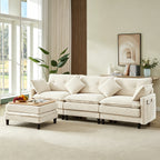 Vintagearth 108'' Sectional Modular Sofa L Shaped Cloud Couch with 1 Ottomans & 4 Pillows Tool-free Easy Assembly for Living Room Apartment, Beige