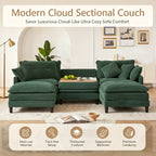 Vintagearth 108'' Modular Sectional Sofa U Shaped Cloud Couch with 2 Ottomans & 4 Pillows, Tool-free Easy Assembly for Living Room Apartment, Green