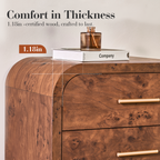 Vintagearth 6 Drawer Dresser for Bedroom, 54" Wide Storage Cabinet with Thick FSC-Certified Wood, Curved Edge Design, Large Capacity, Dark Burl