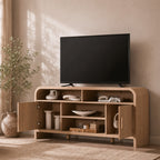 Vintagearth 3-Piece Oak TV Stand Set for TVs up to 65", Modern Entertainment Center with 2 Tall Storage Cabinets, Adjustable Shelves, Cable Management, FSC-Certified Engineered Wood, Oak