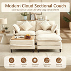 Vintagearth 73.5'' Sectional Modular Sofa Cloud Couch with 2 Ottomans & 4 Pillows Tool-free Easy Assembly for Living Room Apartment, Beige