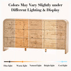 Vintagearth 9 Drawers Dresser for Bedroom, Curved FSC-certified Wood 1.18" Thick Board Dressers & Chests of Drawers for Living Room, Hallway, Entryway, Light Burl