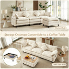 Vintagearth 108'' Sectional Modular Sofa L Shaped Cloud Couch with 1 Ottomans & 4 Pillows Tool-free Easy Assembly for Living Room Apartment, Beige