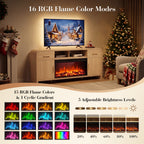 Vintagearth 70.86" Fireplace TV Stand for TVs up to 80", 36" Electric Fireplace Entertainment Center with Storage, Oak