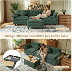 Vintagearth 108'' Sectional Modular Sofa L Shaped Cloud Couch with 1 Ottomans & 4 Pillows Tool-free Easy Assembly for Living Room Apartment, Green