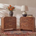 Vintagearth Nightstand Set of 2, 24" Tall Modern Curved Bedside Table, FSC-Certified Wood End Table, 2 Drawer Storage, Dark Burl