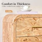 Vintagearth 6 Drawer Dresser for Bedroom, Curved 1.18" Thick FSC Certified Wood, Light Bur