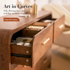Vintagearth 6 Drawer Dresser for Bedroom, Curved 1.18" Thick FSC Certified Wood, Dark Burl