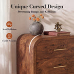Vintagearth Nightstand Set of 2, 24" Tall Modern Bedside Table with 1.18" Thick FSC Certified Wood, 2 Drawer, Dark Burl