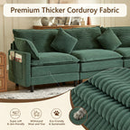 Vintagearth 73.5'' Sectional Modular Sofa Cloud Couch with 1 Ottomans & 4 Pillows Tool-free Easy Assembly for Living Room Apartment, Green