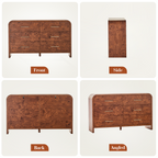Vintagearth 6 Drawer Dresser for Bedroom, 54" Wide Storage Cabinet with Thick FSC-Certified Wood, Curved Edge Design, Large Capacity, Dark Burl