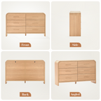 Vintagearth 6 Drawer Dresser for Bedroom, 54" Wide Storage Cabinet with Thick FSC-Certified Wood, Curved Edge Design, Large Capacity, Oak