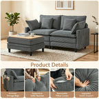 Vintagearth 73.5'' Sectional Modular Sofa Cloud Couch with 1 Ottomans & 4 Pillows Tool-free Easy Assembly for Living Room Apartment, Gray