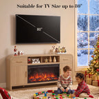 Vintagearth 70.86" Fireplace TV Stand for TVs up to 80", 36" Electric Fireplace Entertainment Center with Storage, Oak
