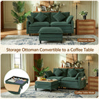 Vintagearth 73.5'' Sectional Modular Sofa Cloud Couch with 1 Ottomans & 4 Pillows Tool-free Easy Assembly for Living Room Apartment, Green